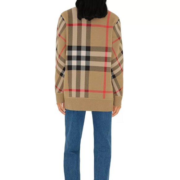 BURBERRY Check Wool Blend Cardigan - Picture 3 of 13
